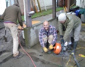 Clearing blockage in drain tiles in Victoria BC