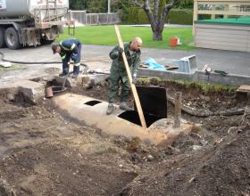 Pumping and cleaning commercial buried oil tank in Victoria BC