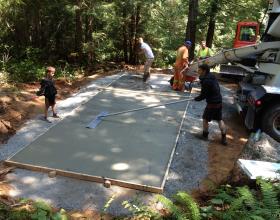 Forming, pouring and finishing concrete slab in Victoria BC