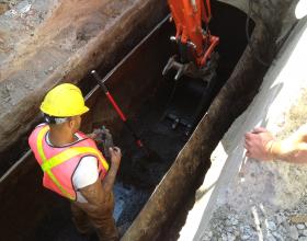 Cleaning out an interted buried oil tank in Victoria BC