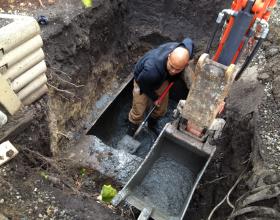 Excavating buried oil tank in Nanaimo BC