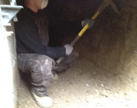 Hand excavation under addition for perimeter drains in Victoria BC