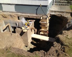 House foundation support column in Victoria BC