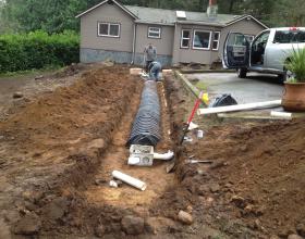 New gravity septic field and distribution box in Victoria BC