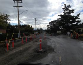 Sidewalk and road construction in Victoria BC