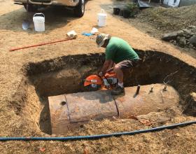 Buried oil tank cutting and removal in Victoria BC