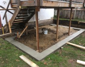 sunken patio concrete footings in Victoria BC