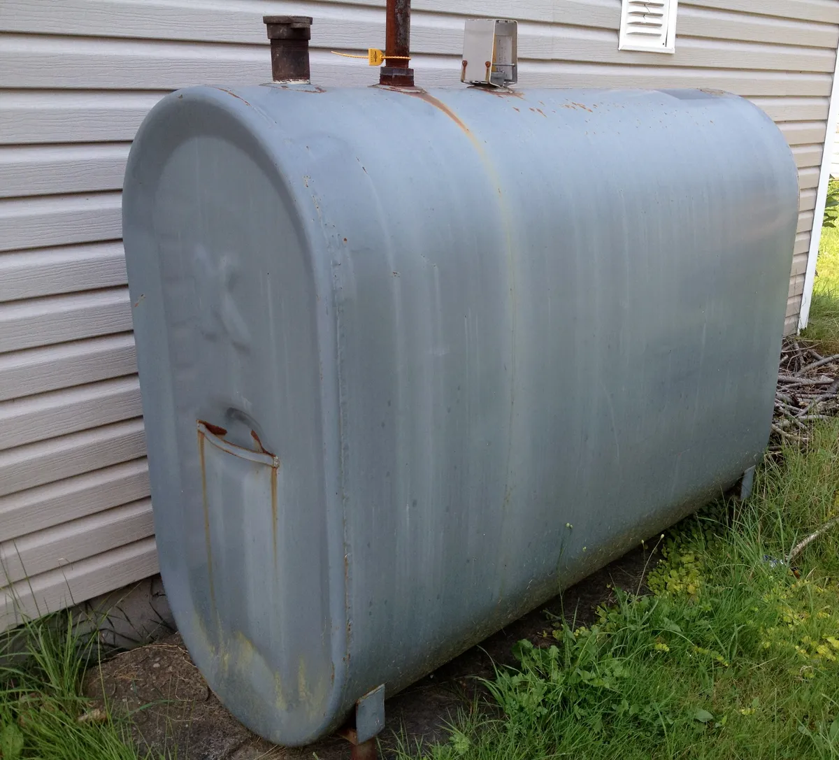 Above ground oil tank outside