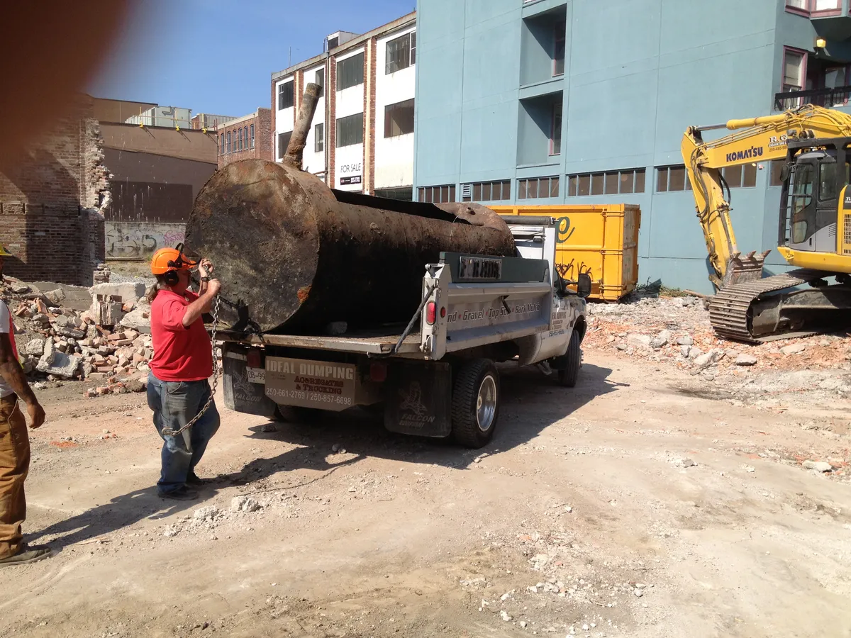 Decommissioned commercial oil tank removal