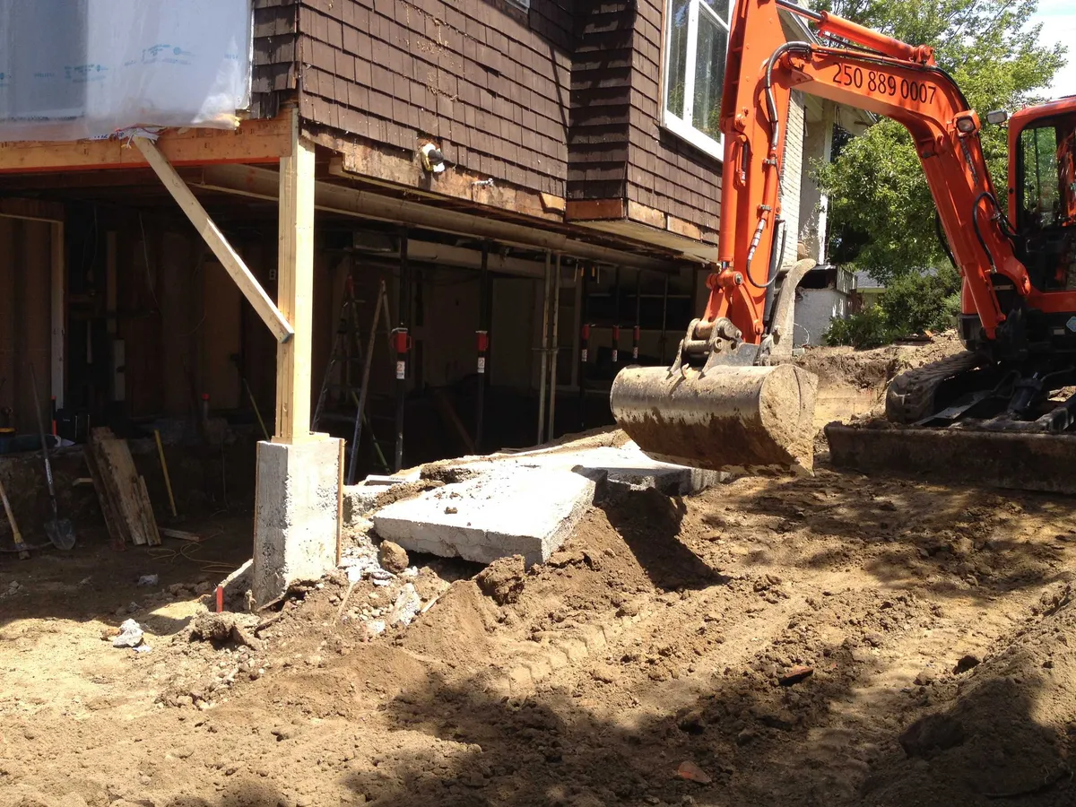 Removing old concrete foundation