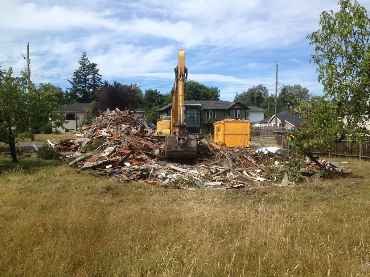 Freshly demolished house structure