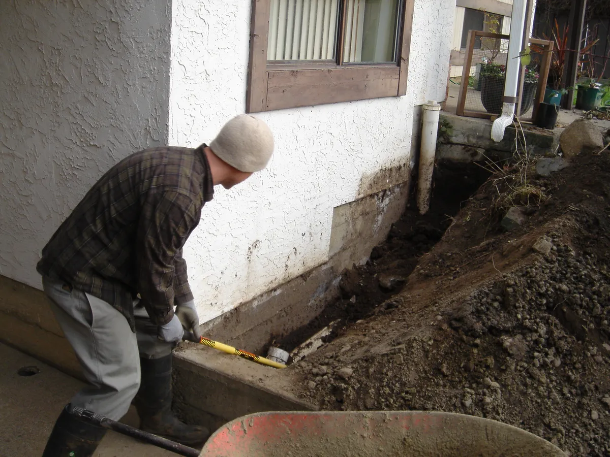 Drain tile system excavation and repair work
