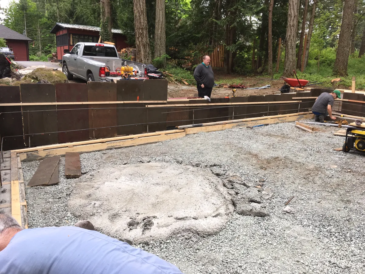Various concrete form panels for house foundation