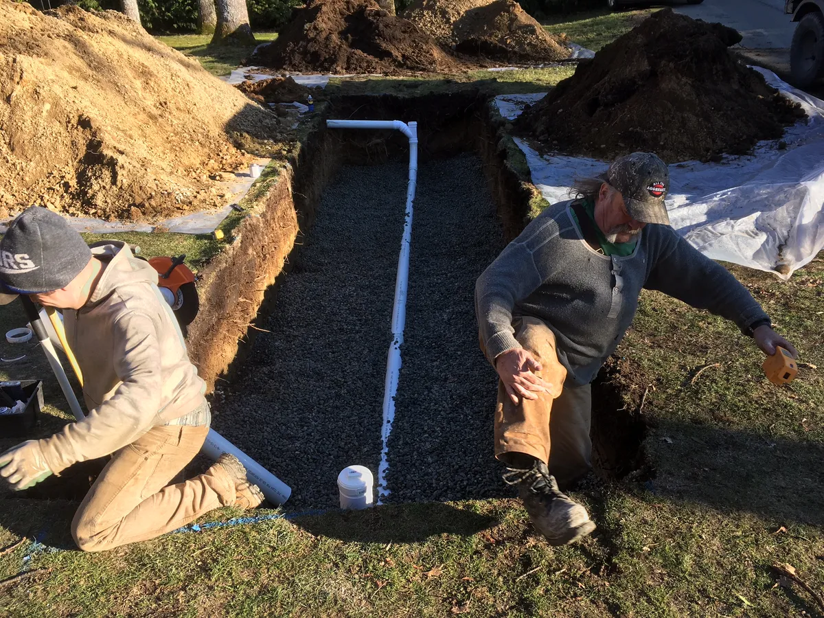 Infiltrator ditch for perimeter drainage