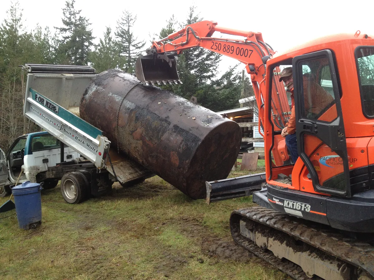 Large residential oil tank excavation