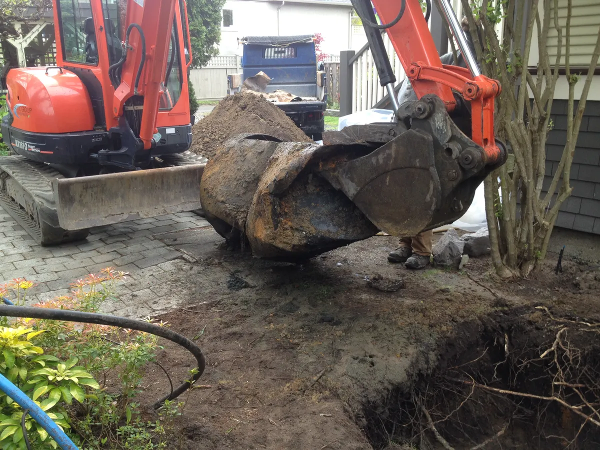 Newly removed buried oil tank