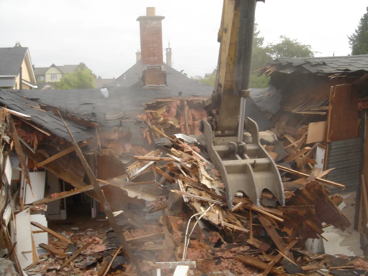 Residential property demolition in progress