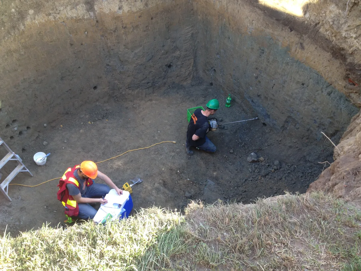 Drilling holes for soil sample testing