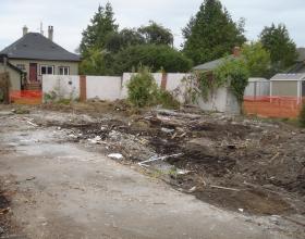 Cleared house site after demolition in Victoria BC