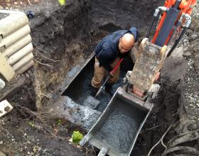 Excavating buried oil tank in Nanaimo BC