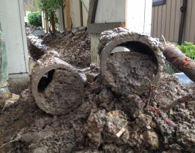 Drain tiles filled with dirt in Victoria BC