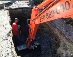 Inspecting extent of contaminated soil in Victoria BC