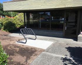 Bike rack on concrete slab Victoria BC