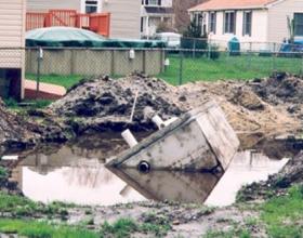 Septic tank floating in Duncan BC