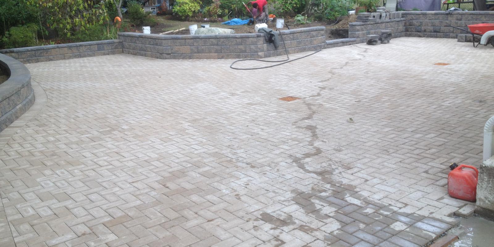 Concrete paver driveway and garden design